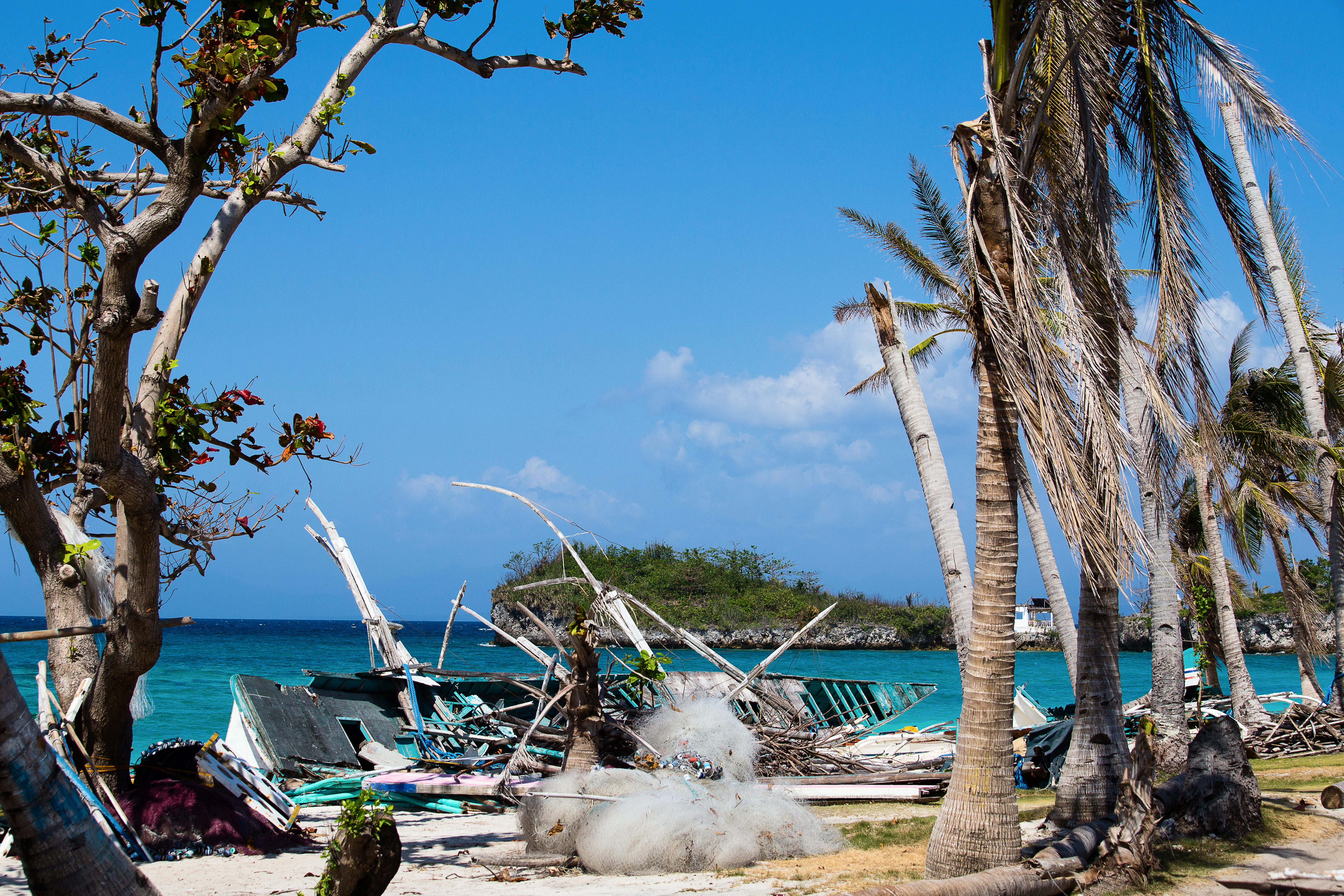 Island Malapascua after Super Typhoon Yolanda / Haiyan in the Philippines with horrible destruction