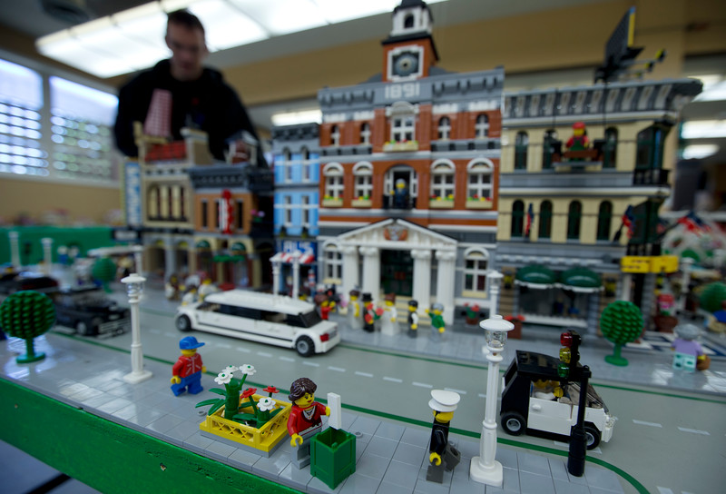 "A street scene, from a display of Johannes van Galen's LEGO block objects, Tuesday, June 23, 2015, at Bay Area Family Church in San Leandro, Calif. Van Galen's creations will be on public display at the church for the next six weekends. (D. Ross Cameron/Bay Area News Group)"