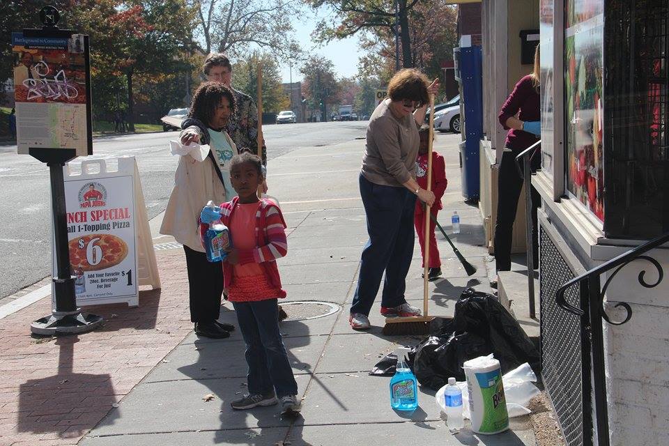 1st grader from Pro-Mo Love home Sch cleaning windows