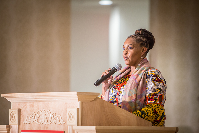1 Archbishop Sulanch Lewis Rose at the podium